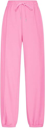 Sinzelimin Women's Jogger Pants Fashion Front Wrinkles Lace up Elastic Waist Baggy Comfy Casual Workout Sweatpant with Pocket in Kuwait