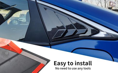 Window Louvers متوافق مع 11th Gen Honda Civic Hatchback 2025 2024 2023 2022 الملحقات الرياضية السيارة الخارجي الخلفي تنفيس الجانبي غلاف الستائر 2pc (أسود لامع) in Kuwait