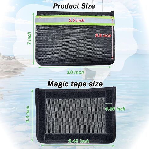 2PC Self-Adhesive Reflective Boat Caddy Organizer Mesh Bag - 10"x7" PVC Reflective Organizer for Tools, Gloves & Gear - Strong Adhesive Backing in Saudi Arabia