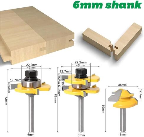 3 PCS 6MM 1/4 bit shank (3pcs 6.35mm shank) in Saudi Arabia