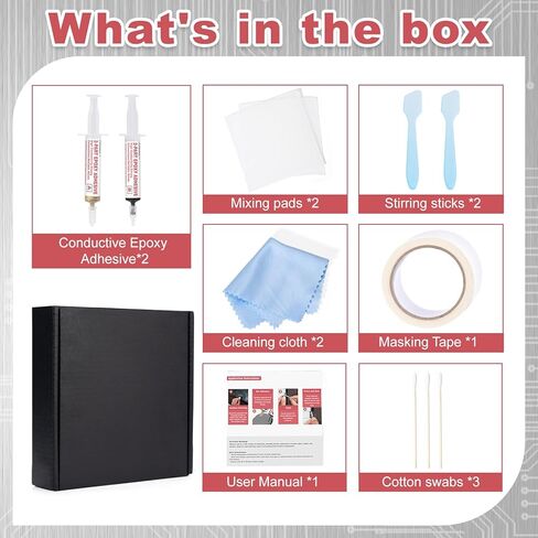 لاصق موصل كهربائيا - الموصلية العالية ، رابطة قوية | 2 جزء موصل لاصق الايبوكسي | إصلاحات دقيقة ، مكونات حساسة للحرارة وإصلاحات نقل البرد السريعة | 1 ساعة العمل in Kuwait