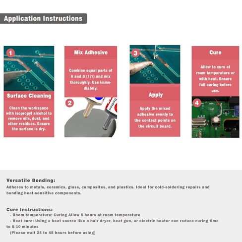 لاصق موصل كهربائيا - الموصلية العالية ، رابطة قوية | 2 جزء موصل لاصق الايبوكسي | إصلاحات دقيقة ، مكونات حساسة للحرارة وإصلاحات نقل البرد السريعة | 1 ساعة العمل in Kuwait