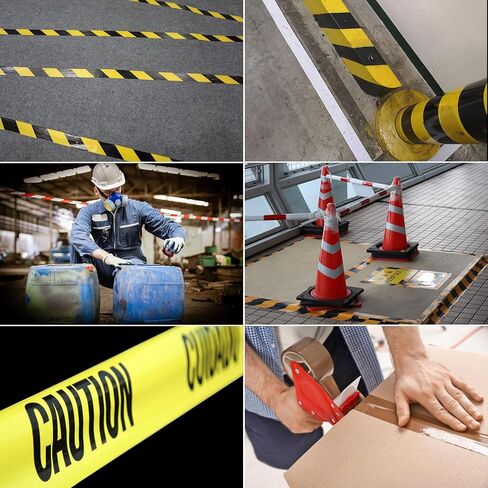 Patikil Safety Party Tape 4 بوصة × 108 قدم ، شريط شريط تحذير الشريط الشريط لعلامة الجدران الأرضية ، أصفر أسود in Saudi Arabia