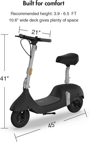 Scooter Okai Electric مع مقعد ، نطاق 25 ميل ، محرك 750W ، 15.5 ميل في الساعة ، سكوتر كهربائي ريترو للبالغين ، إطارات فراغ 10 بوصة ، بطارية قابلة للفصل ، فرامل مزدوجة ، شاشة LED EA10A in Kuwait