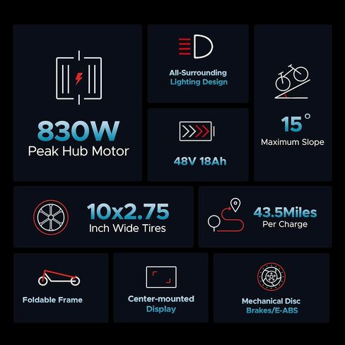 ENGWE Y600 830W(Peak) Electric Scooter for Adults Teens, 28mph Fast Off Road E-Scooter Full Suspension, 48V18A Battery 43.5Miles Long Range, Folding Escooter Commuting in Saudi Arabia