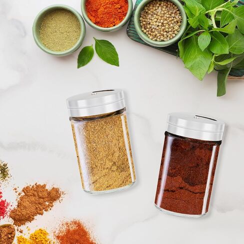 Segarty Spice Jars, 3 Pack 3 oz Spice Bottles with Shaker Lids, Glass Empty Seasoning Containers with Adjustable Pour Holes for Kitchen Spice Storage Stainless Steel Flow Top Salt and Pepper Shakers in Kuwait