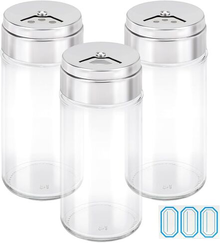 Segarty Spice Jars, 3 Pack 3 oz Spice Bottles with Shaker Lids, Glass Empty Seasoning Containers with Adjustable Pour Holes for Kitchen Spice Storage Stainless Steel Flow Top Salt and Pepper Shakers in Kuwait