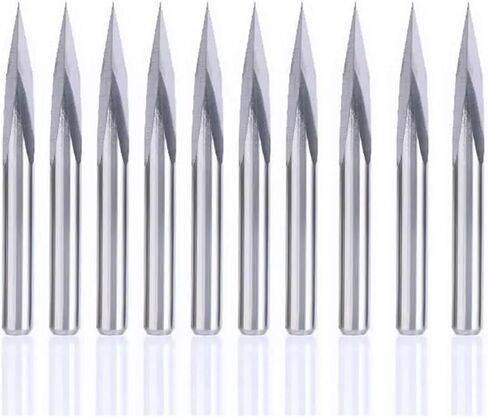 10Pcs 3.175mm Shank 20 Degree Carbide Steel CNC Router Tool Pyramid Engraving Bits Jade Copper in Saudi Arabia