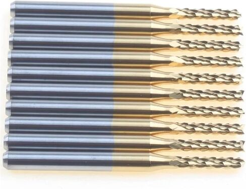 10pcs 3.175 مم شانك قاطع الطحن المطلي بالتيتانيوم أسفل قطع CNC Carbide Carbide Bits Mill Mill Bits for PCB (3.175x0.8x5.5x38l) in Saudi Arabia