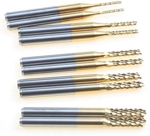 10pcs 3.175 مم شانك قاطع الطحن المطلي بالتيتانيوم أسفل قطع CNC Carbide Carbide Bits Mill Mill Bits for PCB (3.175x0.8x5.5x38l) in Saudi Arabia