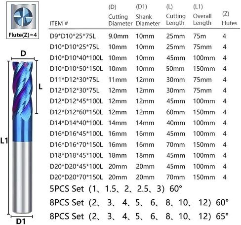 8mm 10mm Shank HRC60 MLING CATTER CARBIDE END MILL 1-12MM 4 بت طحن الطحن الطحن للآلة CNC أداة التوجيه CNC بت (D14XD14X40X100L) in Saudi Arabia