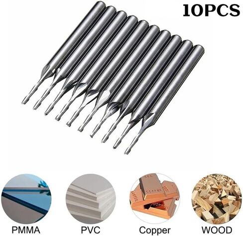 10pcs 1/8 "3.175mm شانك مزدوج 2 فتحة CNC بتات الفلوت كربيد مسطحة الأنف مطحنة CNC بت بتات النحت in Saudi Arabia