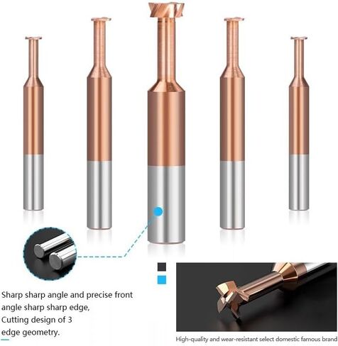 8mm 10mm Shank T Slot Milling Cutter 4 Flute TiCN Coated Carbide End Mill for Wood Metalworking Tool CNC Machine Router Bit Milling Tool(6x0.5x3x9.5x50) in Saudi Arabia