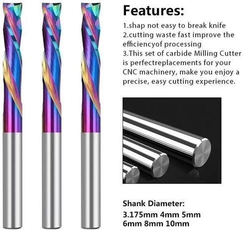 3.175-10mm ملطفة ضغط البت اثنين من المزامير لأعلى ولأسفل قاطع كاربايد نهاية المطحنة لأداة طحن الخشب بتات CNC (5x17x50mm) in Saudi Arabia