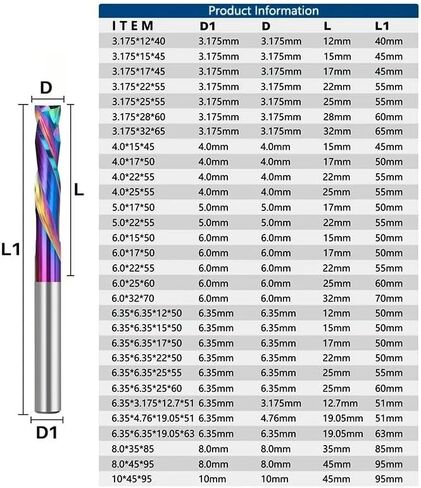 3.175-10mm ملطفة ضغط البت اثنين من المزامير لأعلى ولأسفل قاطع كاربايد نهاية المطحنة لأداة طحن الخشب بتات CNC (5x17x50mm) in Saudi Arabia