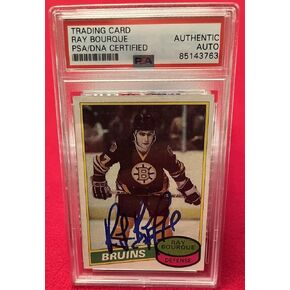 1980-81 TOPPS RAY BOURQUE BOSTON BRUINS Signed RC Card PSA Slabbed 85143763 - Hockey Slabbed Autographed Rookie Cards in Saudi Arabia