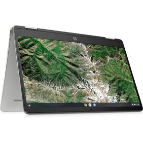 HP Chromebook x360 شاشة لمس عالية الدقة 14 بوصة، 64 جيجابايت eMMC، كمبيوتر محمول Intel Celeron N4020 2 في 1 (ذاكرة وصول عشوائي 4 جيجابايت، USB-C، واي فاي، كاميرا ويب، قارئ بطاقة SD، نظام تشغيل Chrome) فضي، 14a-ca0036tg (متجدد) in Kuwait