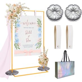 Wedding Sign Holder，Adjustable welcome to our wedding sign stand with 2 Sign Hanging Straps ,Heavy Duty sign holder stand, welcome sign stand for party, wedding seating chart,Easel for Display（black） in Saudi Arabia