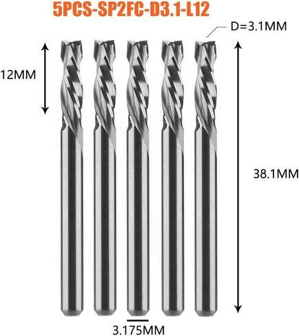 5pc 3.175mm 4mm 6mm 6 مم قاطع طحن الخشب لأعلى لأسفل قطع 2 flutes spiral carbide طحن الأداة CNC bit bit bit bit cutter wood end mill (5pc-sp2fc-d10.0-l35) in Saudi Arabia