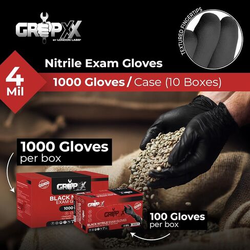 Black Nitrile Gloves Disposable Latex Free & Powder Free, 4 Mil Rubber Glove, Cleaning, Cooking, Mechanic(XS-XXL) in Kuwait