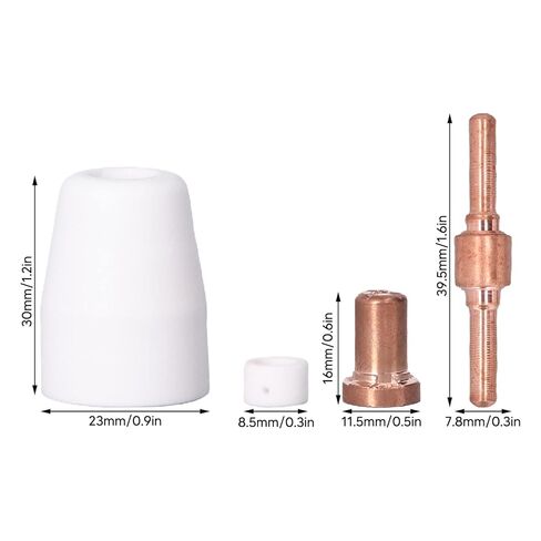 110 Pcs Torch Accessory Set with Porcelain Nozzle Cups Extended Electrodes Nozzles and Gas Diffusers Ideal for Cutter in Kuwait