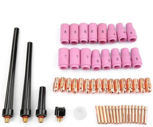 High Temperature Resistance Tig Gas Lens 13. 0×8. 0×9. 0 53Pcs Set Tig Welding Torch Body Parts Gas Lens Nozzle Collet Cup Kit for Wp 9 20 25 High Temperature Resistan in Saudi Arabia