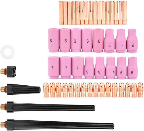 High Temperature Resistance Tig Gas Lens 13. 0×8. 0×9. 0 53Pcs Set Tig Welding Torch Body Parts Gas Lens Nozzle Collet Cup Kit for Wp 9 20 25 High Temperature Resistan in Saudi Arabia