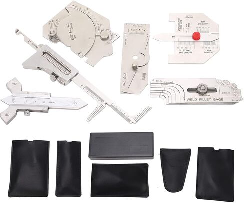 مقياس لحام فيليه كاملة 22.0 × 18.0 × 6.0 6pcs مجموعة المقياس لحام تشمل Hi Lo Gauge المسامية الفحص أداة قياس الزاوية in Saudi Arabia