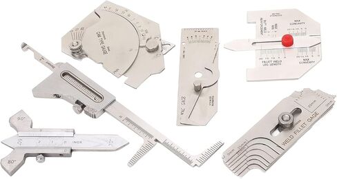 مقياس لحام فيليه كاملة 22.0 × 18.0 × 6.0 6pcs مجموعة المقياس لحام تشمل Hi Lo Gauge المسامية الفحص أداة قياس الزاوية in Saudi Arabia