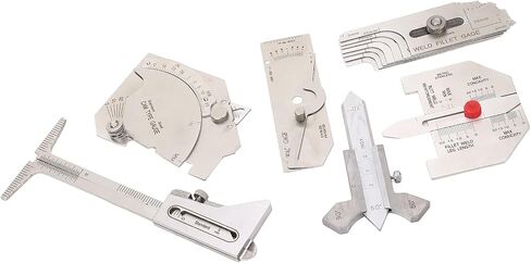 مقياس لحام فيليه كاملة 22.0 × 18.0 × 6.0 6pcs مجموعة المقياس لحام تشمل Hi Lo Gauge المسامية الفحص أداة قياس الزاوية in Saudi Arabia