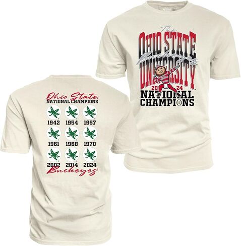Blue 84 Men's NCAA Officially Licensed Ohio State Buckeyes National Champs 2024 T-Shirt Dyed Ivory Front/Back in Saudi Arabia