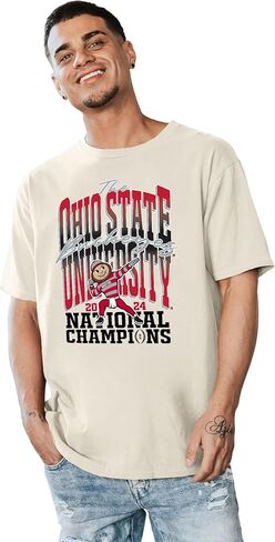 Blue 84 Men's NCAA Officially Licensed Ohio State Buckeyes National Champs 2024 T-Shirt Dyed Ivory Front/Back in Saudi Arabia
