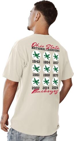 Blue 84 Men's NCAA Officially Licensed Ohio State Buckeyes National Champs 2024 T-Shirt Dyed Ivory Front/Back in Saudi Arabia