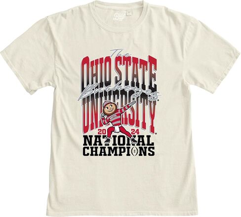 Blue 84 Men's NCAA Officially Licensed Ohio State Buckeyes National Champs 2024 T-Shirt Dyed Ivory Front/Back in Saudi Arabia