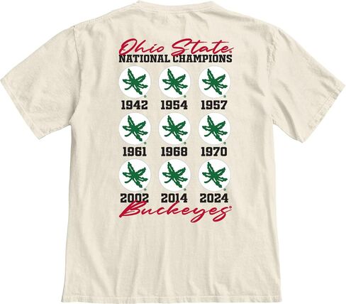 Blue 84 Men's NCAA Officially Licensed Ohio State Buckeyes National Champs 2024 T-Shirt Dyed Ivory Front/Back in Saudi Arabia