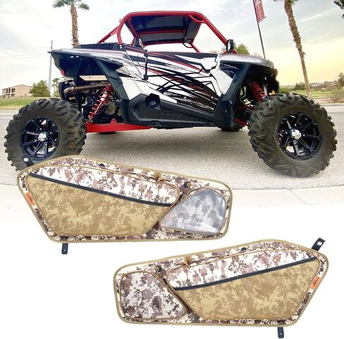 حقيبة تخزين الباب الأمامي أكياس أدوات الباب الجانبية UTV مع وسادة الركبة القابلة للإزالة لـ Polaris RZR Pro XP/R/Turbo R 2020-2024 مع جيوب متعددة (أنابيب حمراء) in Kuwait