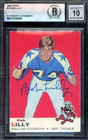 Bob Lilly Gem Mint 10 Beckett BAS Signed 1969 Topps Autograph - NFL Autographed Football Cards in Saudi Arabia