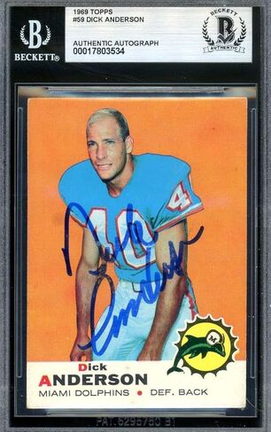 وقع ديك أندرسون بيكيت باس عام 1969 على توقيع Topps Rookie - بطاقات صاعد موقعة لكرة القدم in Saudi Arabia