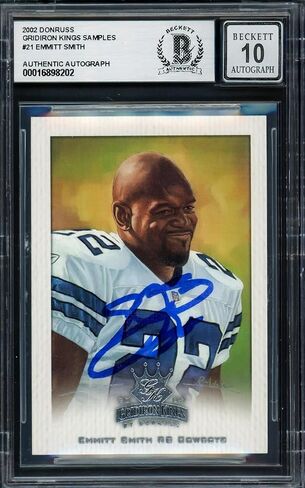 تم توقيع Emmitt Smith 2002 Donruss Gridiron Kings Card #21 Dallas Cowboys Auto Grade Gem Mint 10 Beckett Bas #16898202 - بطاقات كرة القدم الموقعة من اتحاد كرة القدم الأميركي in Kuwait