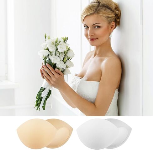 2 Pairs Small Size Bra Inserts Breast Enhancers, Women's Push Up Bra Pads Inserts, Large Cup Bust Lifter, Push up Swimsuit Pads, Add Cups Size Instantly Fits A Cup, Black & Skin Color in Saudi Arabia