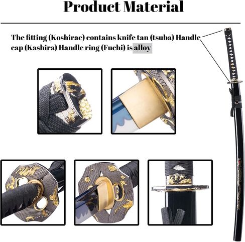 1060 High Carbon Steel Japanese Katana Samurai Sword Real Full Tang Cold Steel Training Sword للرجال والنساء ، 40.9 بوصة ، مثالية للجمع ، العرض ، الديكور in Saudi Arabia