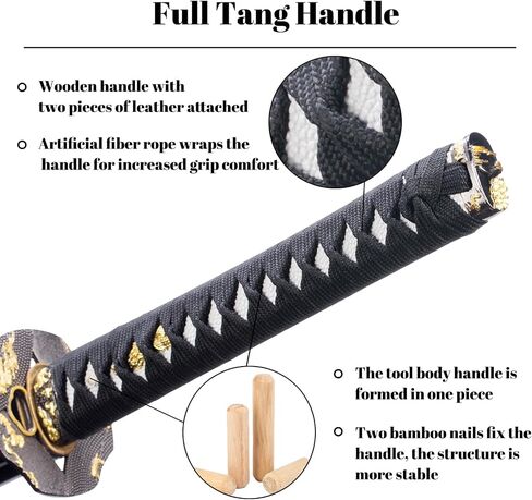 1060 High Carbon Steel Japanese Katana Samurai Sword Real Full Tang Cold Steel Training Sword للرجال والنساء ، 40.9 بوصة ، مثالية للجمع ، العرض ، الديكور in Saudi Arabia