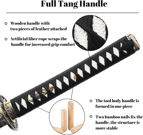 1060 High Carbon Steel Japanese Katana Samurai Sword Real Full Tang Cold Steel Training Sword للرجال والنساء ، 40.9 بوصة ، مثالية للجمع ، العرض ، الديكور in Kuwait