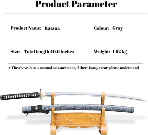 1060 High Carbon Steel Japanese Katana Samurai Sword Real Full Tang Cold Steel Training Sword للرجال والنساء ، 40.9 بوصة ، مثالية للجمع ، العرض ، الديكور in Kuwait