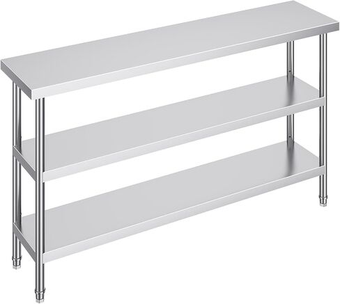 HappyBuy 14x60x34 بوصة طاولة إعداد طعام من الفولاذ المقاوم للصدأ ، والمعادن الثقيلة ، قابلة للتكيف ، أقل من قابلة للتعديل ، مطبخ تجاري ، سطح عمل ، لاستخدام المنزل والمرآب in Saudi Arabia