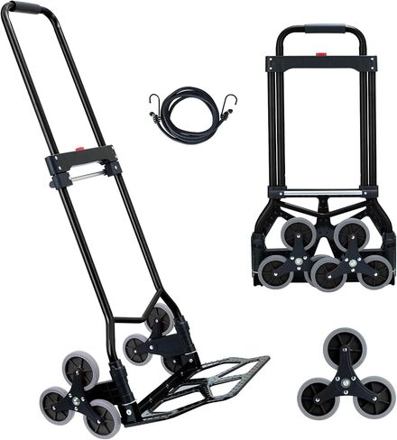 Stair Climbing Hand Truck Dolly 330 LB Capacity,Stair Climber Hand Truck Foldable with Scalable Handle,Stair Climbing Dolly Cart for Stairs,Moving,Shopping(Red) in Saudi Arabia