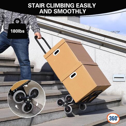 Stair Climbing Hand Truck Dolly 330 LB Capacity,Stair Climber Hand Truck Foldable with Scalable Handle,Stair Climbing Dolly Cart for Stairs,Moving,Shopping(Red) in Saudi Arabia