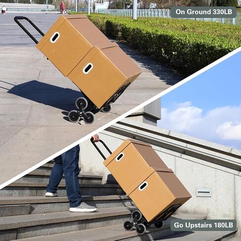 Stair Climbing Hand Truck Dolly 330 LB Capacity,Stair Climber Hand Truck Foldable with Scalable Handle,Stair Climbing Dolly Cart for Stairs,Moving,Shopping(Red) in Saudi Arabia