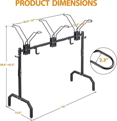 رف وقوف السيارات للدراجات لدراجات 2 ، رف منظم تخزين الدورة المحمولة مع 2 خطاف ، للمرآب/المنزل/الاستخدام الداخلي/الخارجي in Kuwait