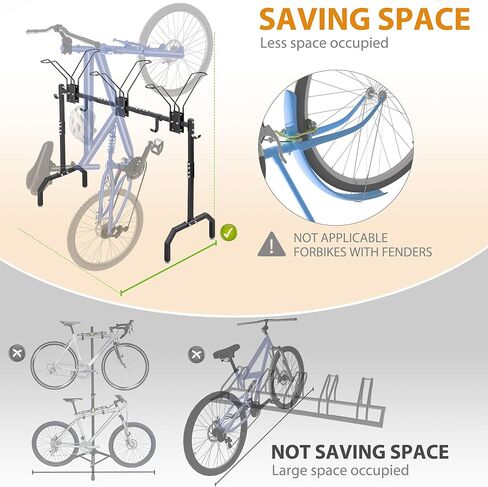 رف وقوف السيارات للدراجات لدراجات 2 ، رف منظم تخزين الدورة المحمولة مع 2 خطاف ، للمرآب/المنزل/الاستخدام الداخلي/الخارجي in Kuwait